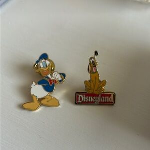 Disney Donald Duck and Pluto Brooch Set - Blue, Red, Gold